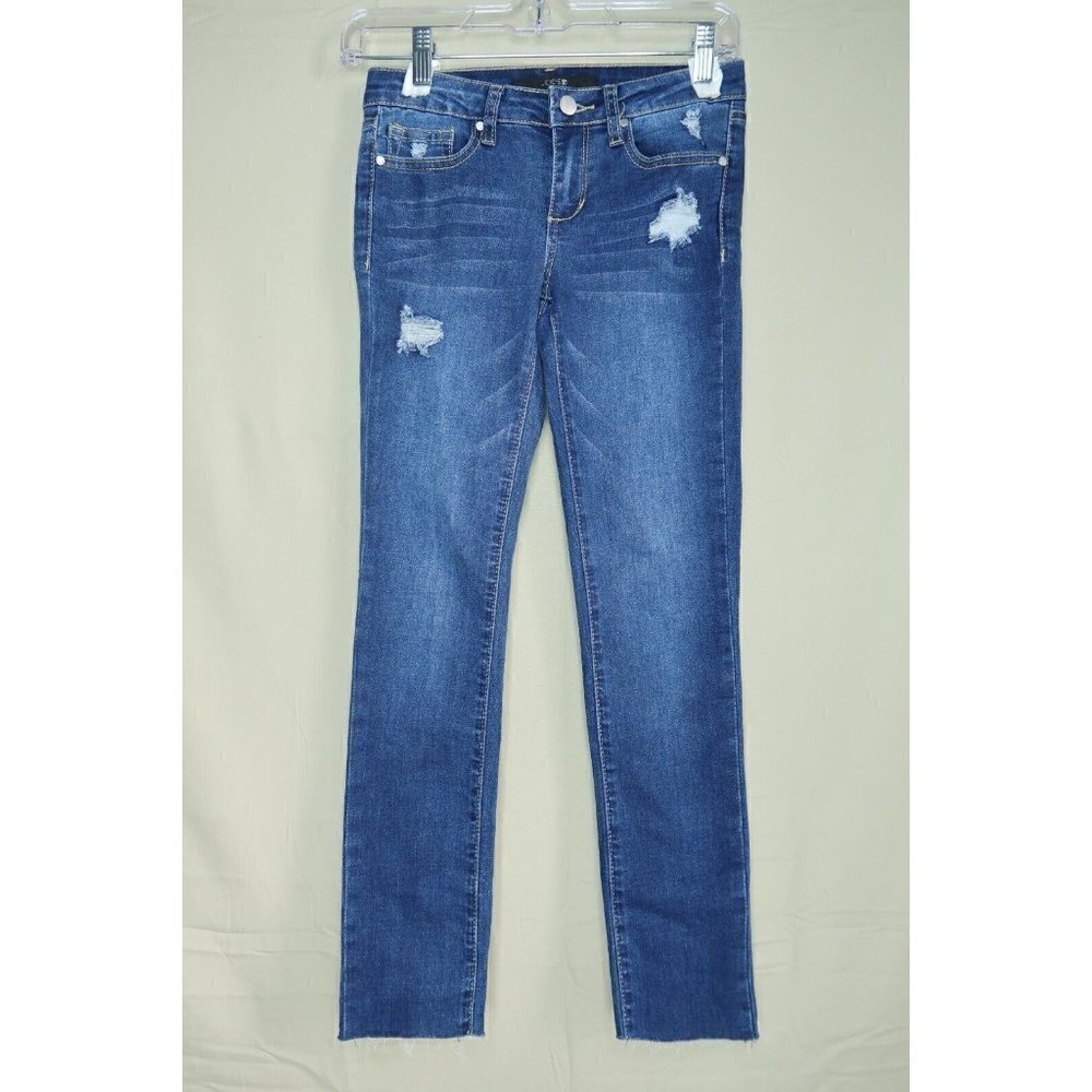 Joe's Jeans Women's 25  Icon  Low Rise Skinny Crop Denim Dark Wash Distressed